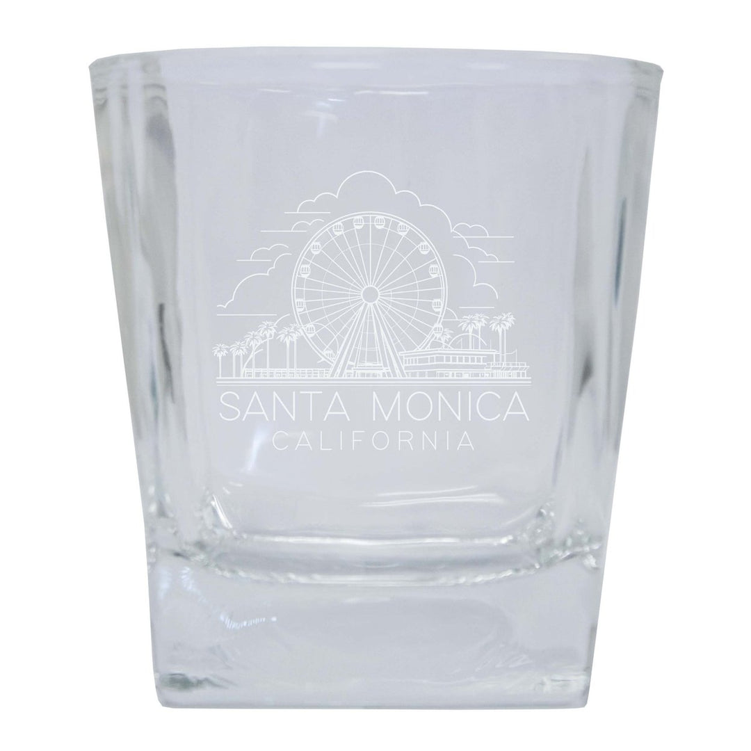 Santa Monica California Souvenir 10 oz Engraved Whiskey Glass Rocks Glass Image 1