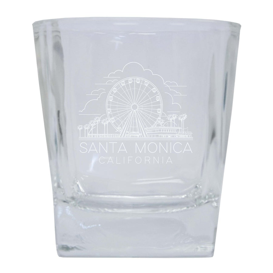 Santa Monica California Souvenir 10 oz Engraved Whiskey Glass Rocks Glass Image 1