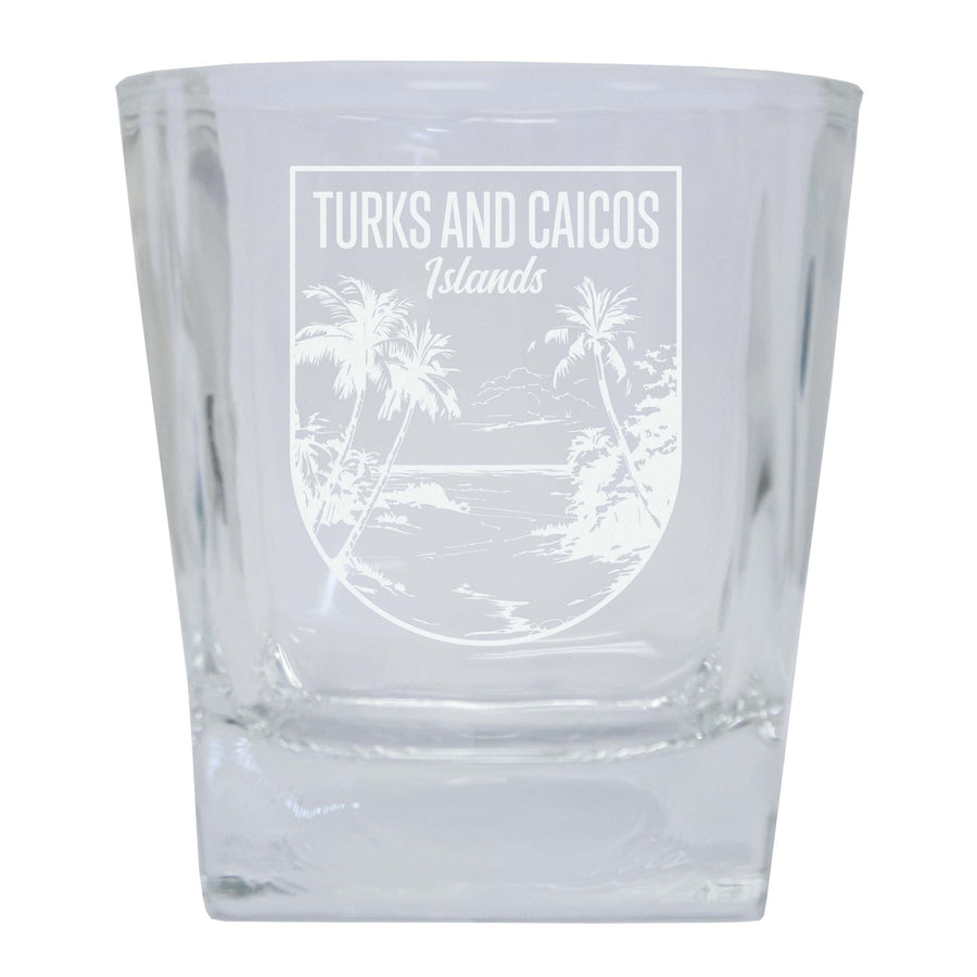 Turks and Caicos Islands Souvenir 10 oz Engraved Whiskey Glass Rocks Glass Image 1