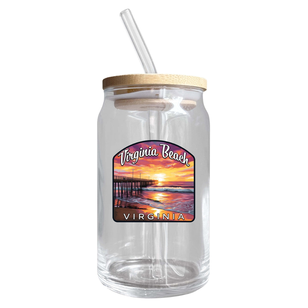 Virginia Beach Viginia Design A Souvenir 12 oz Beer Can Glass Image 1