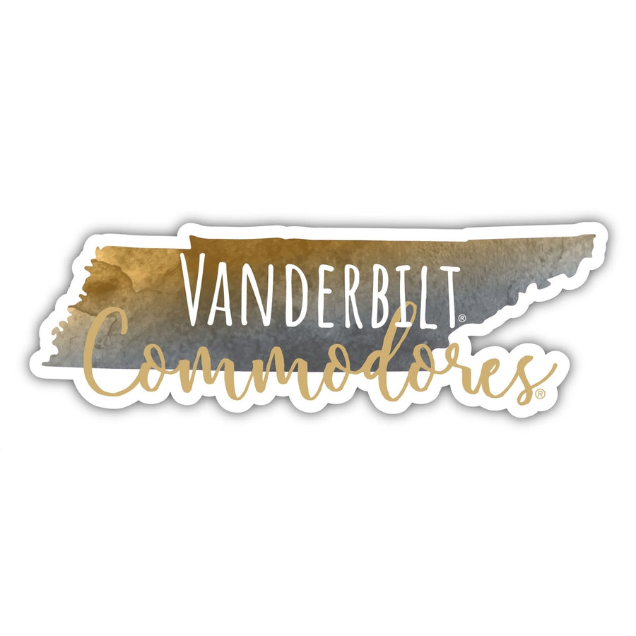 Vanderbilt University Watercolor State Die Cut Decal 4-Inch Officially Licensed Collegiate Product Image 1