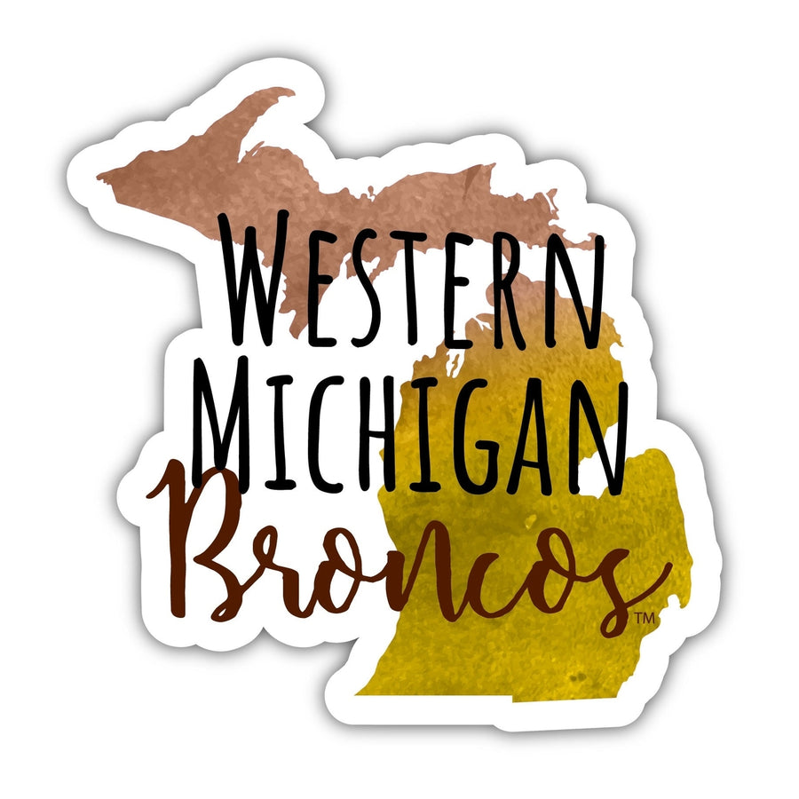 Western Michigan University Watercolor State Die Cut Decal 4-Inch Officially Licensed Collegiate Product Image 1