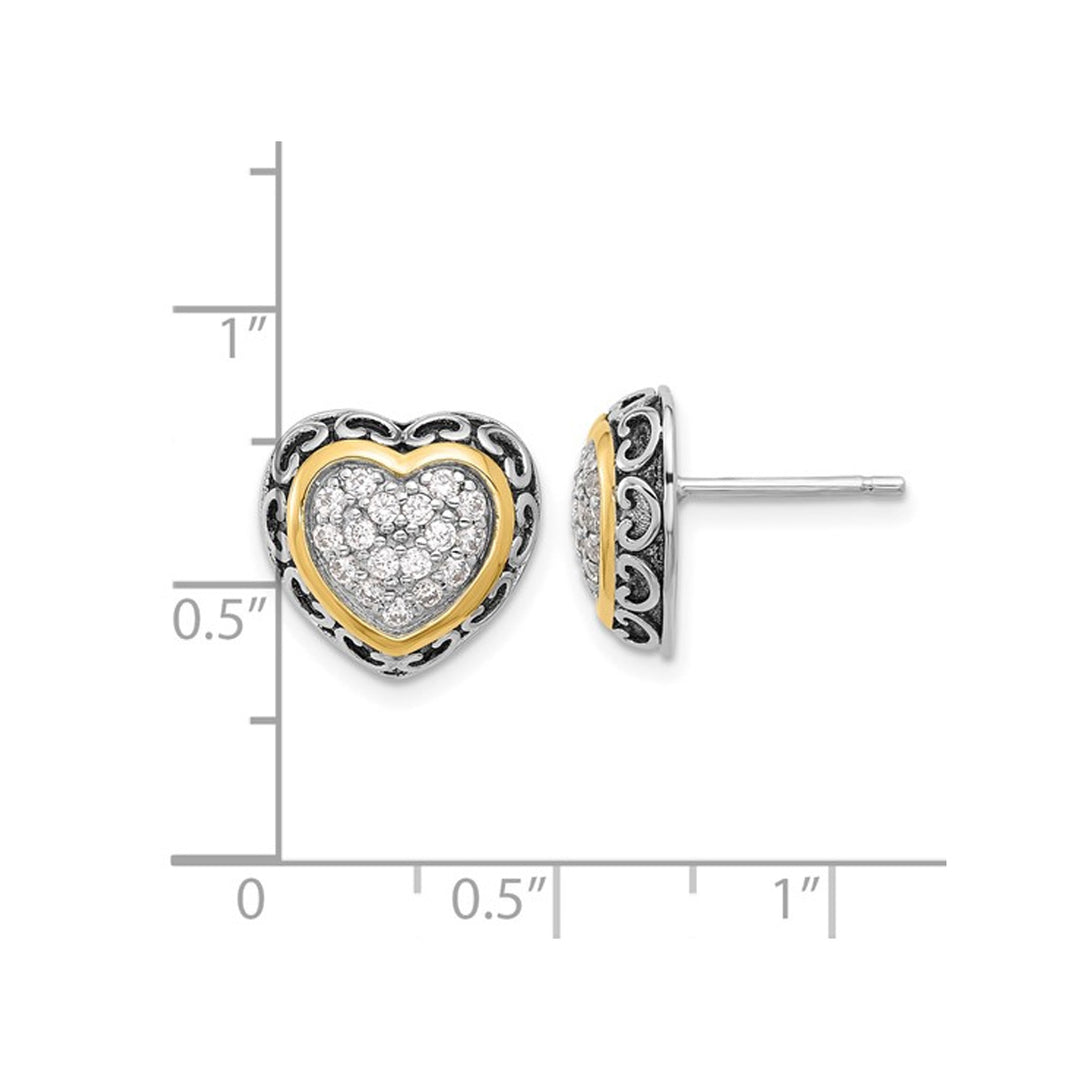 Sterling Silver Heart Post Earrings with Synthetic Cubic Zirconia (CZ)s Image 3