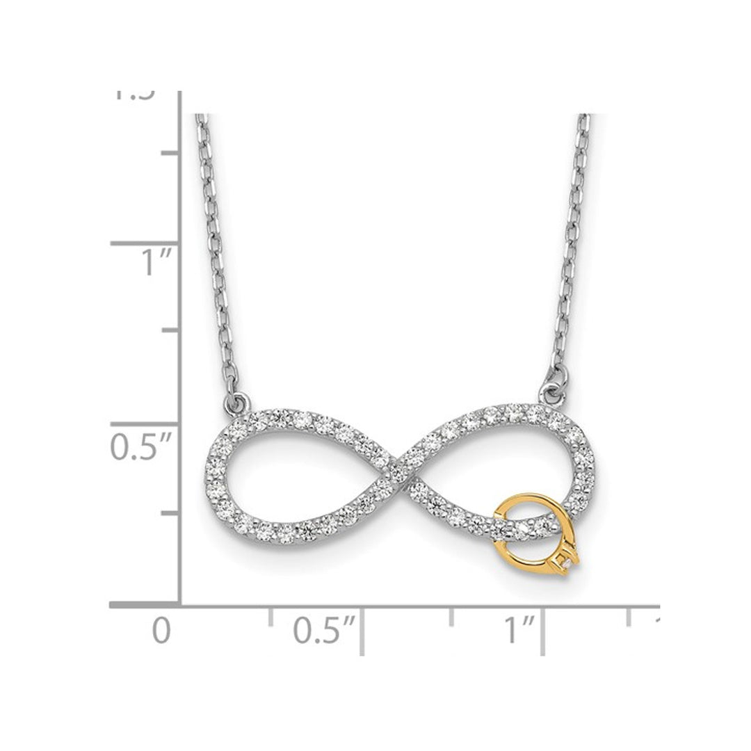 Sterling Silver Infinity Charm Pendant Necklace with Synthetic Cubic Zirconia (CZ) and chain Image 3