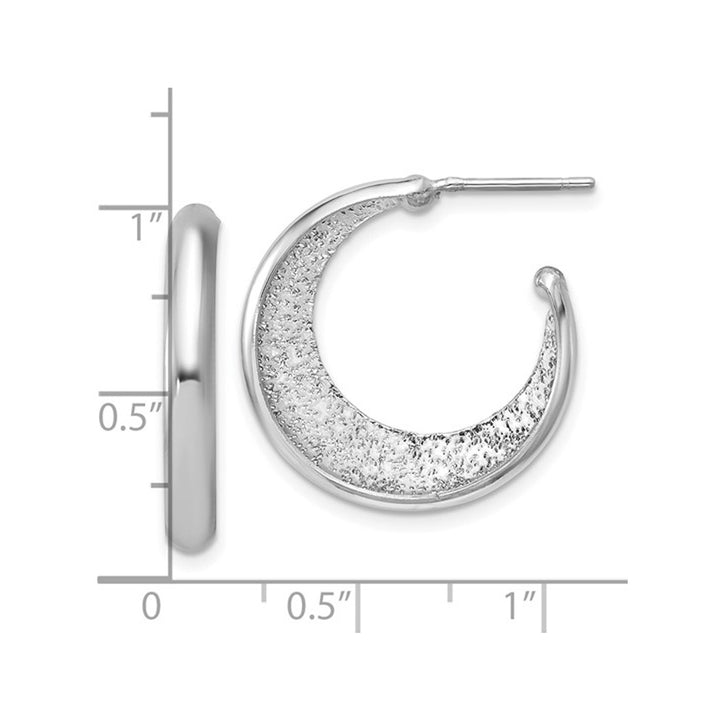 Sterling Silver Textured J-Post Hoop Earrings Image 2