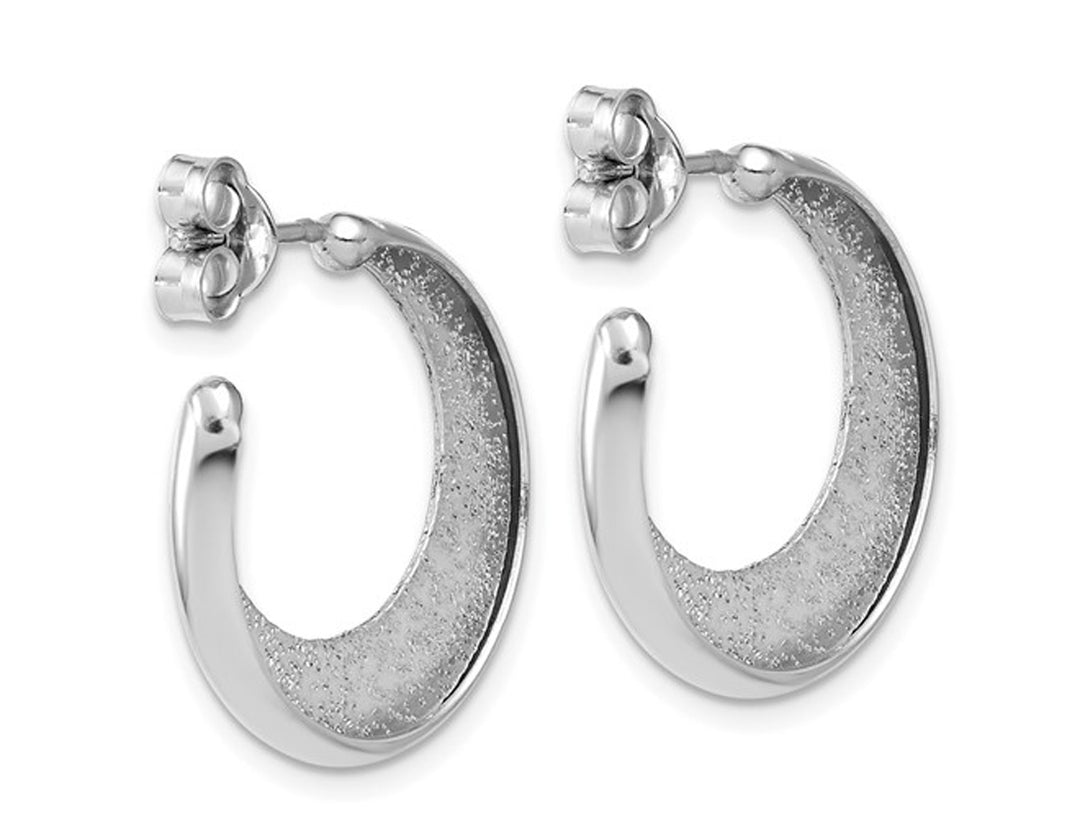 Sterling Silver Textured J-Post Hoop Earrings Image 3