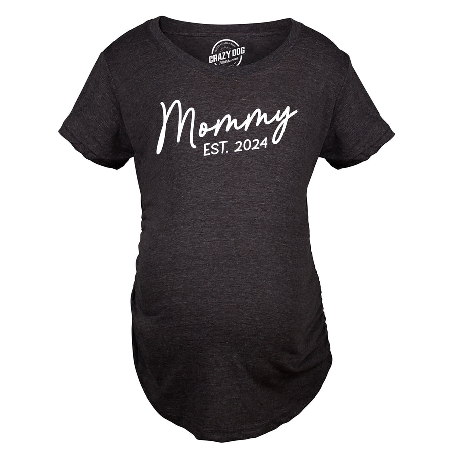 Mommy Est 2024 Maternity Shirt Cute Pregnancy Tee For Ladies Image 1