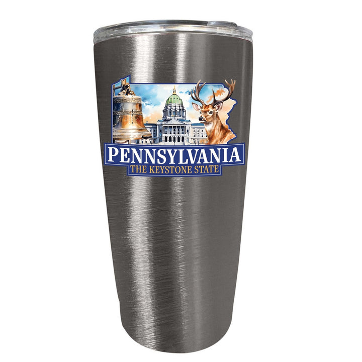 Pennsylvania Design D Souvenir 16 oz Insulated Tumbler STAINLESS STEEL Image 1