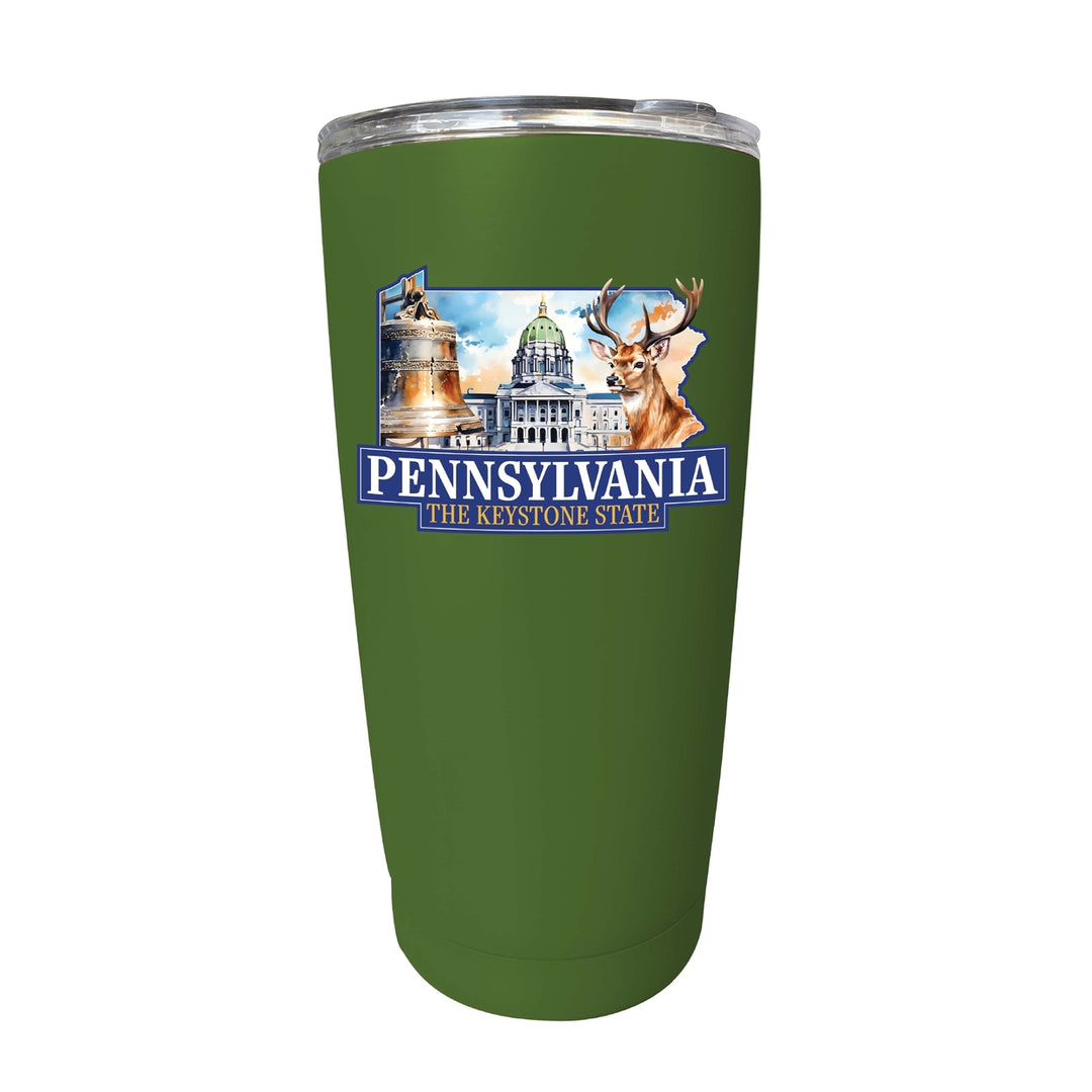 Pennsylvania Design D Souvenir 16 oz Insulated Tumbler STAINLESS STEEL Image 1