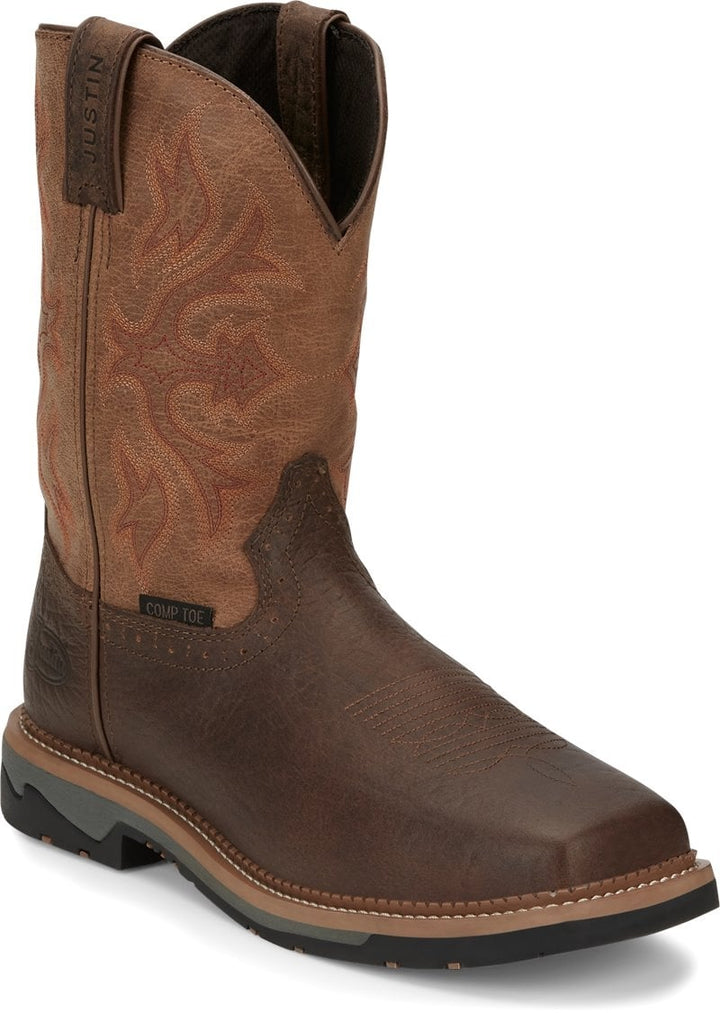 JUSTIN WORK Mens 11" Bolt Composite Toe Work Boot Light Brown - WK4103 ONE SIZE LIGHT BROWN Image 2