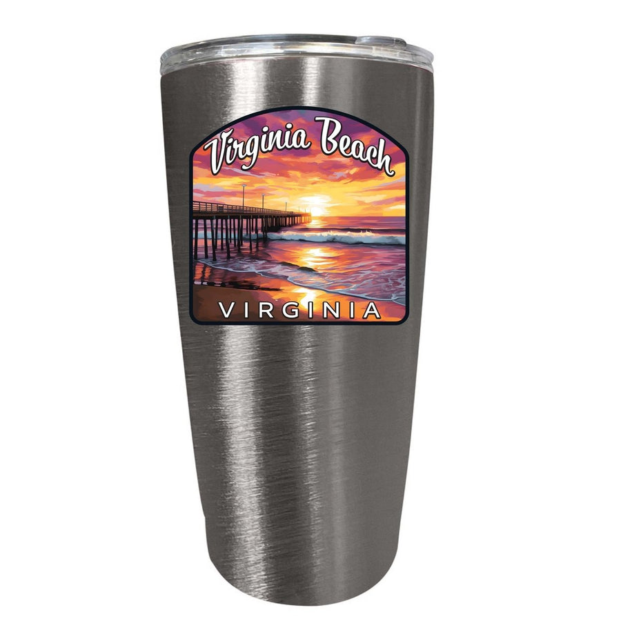 Virginia Beach Viginia Design A Souvenir 16 oz Insulated Tumbler STAINLESS STEEL Image 1