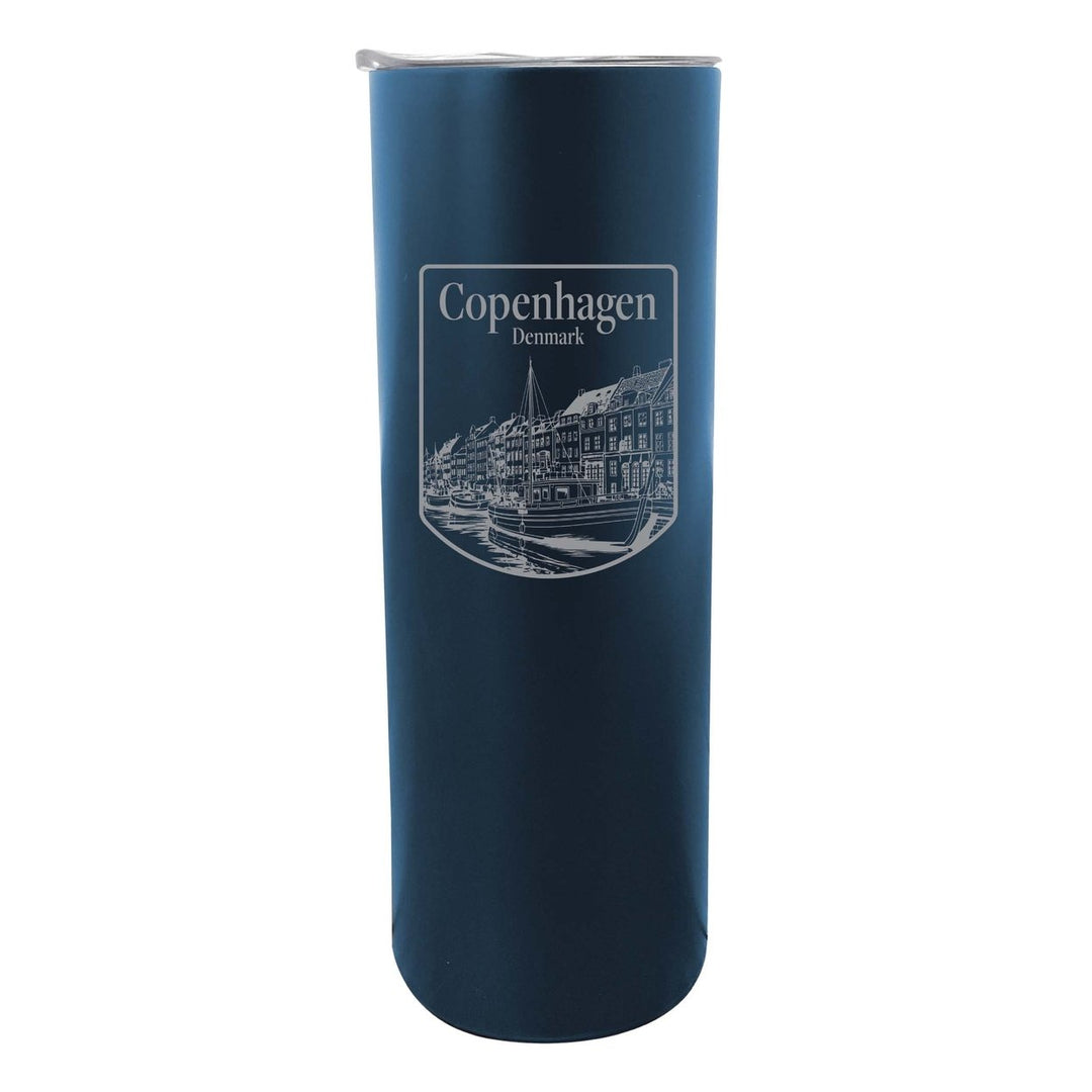 Copenhagen Denmark Souvenir 20 oz Engraved Insulated Stainless Steel Skinny Tumbler Image 1