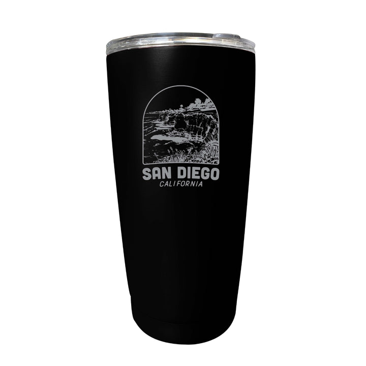 San Diego California Souvenir 16 oz Engraved Stainless Steel Insulated Tumbler Image 2