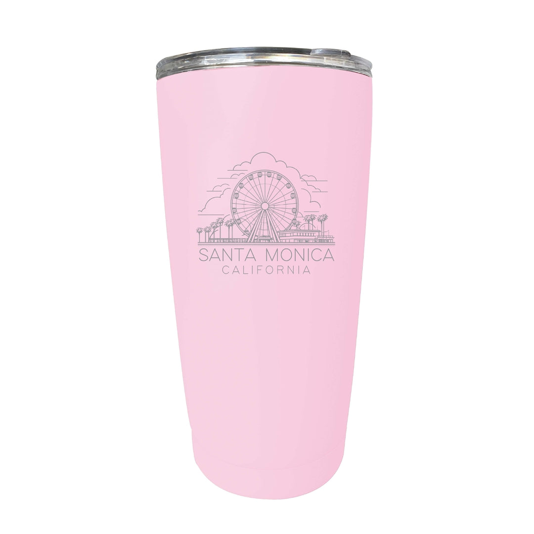 Santa Monica California Souvenir 16 oz Engraved Stainless Steel Insulated Tumbler Image 4