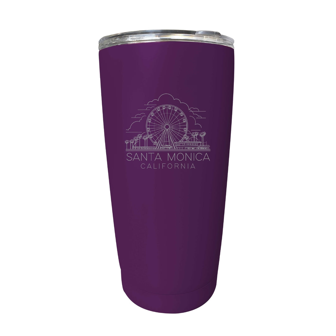 Santa Monica California Souvenir 16 oz Engraved Stainless Steel Insulated Tumbler Image 8