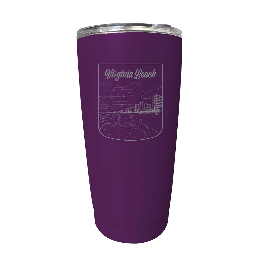 Virginia Beach Virginia Souvenir 16 oz Engraved Stainless Steel Insulated Tumbler Image 1