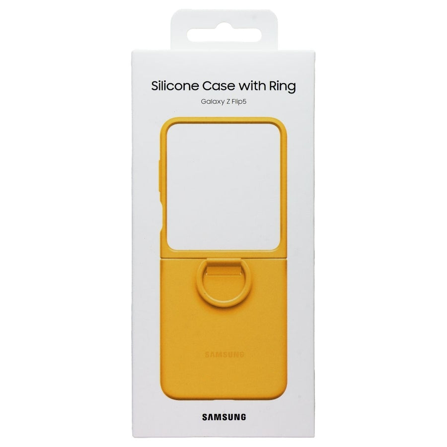 SAMSUNG Official Silicone Cover Case with Ring for Galaxy Z Flip5 - Apricot Image 1