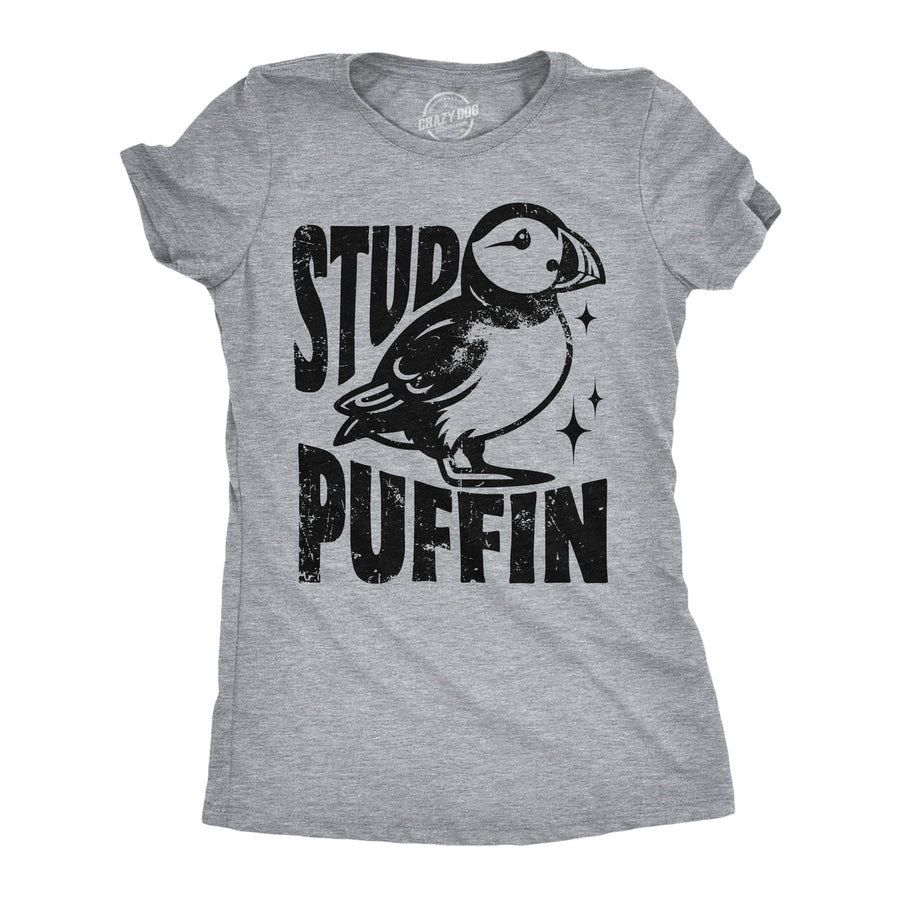 Womens Funny T Shirts Stud Puffin Sarcastic Graphic Tee For Ladies Image 1