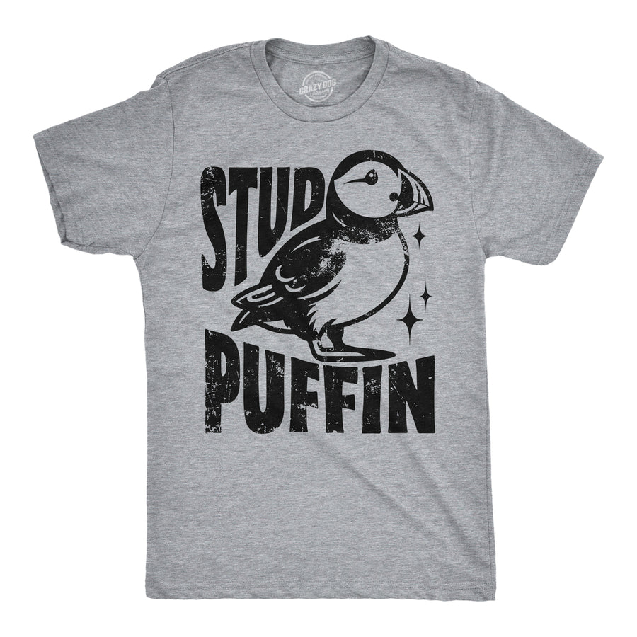 Mens Funny T Shirts Stud Puffin Sarcastic Graphic Tee For Men Image 1