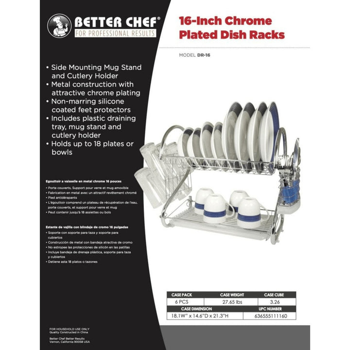 Better Chef 16 Inch Chrome Dish Rack 2 Level S Shaped Cutlery Holder DR-16 Image 4