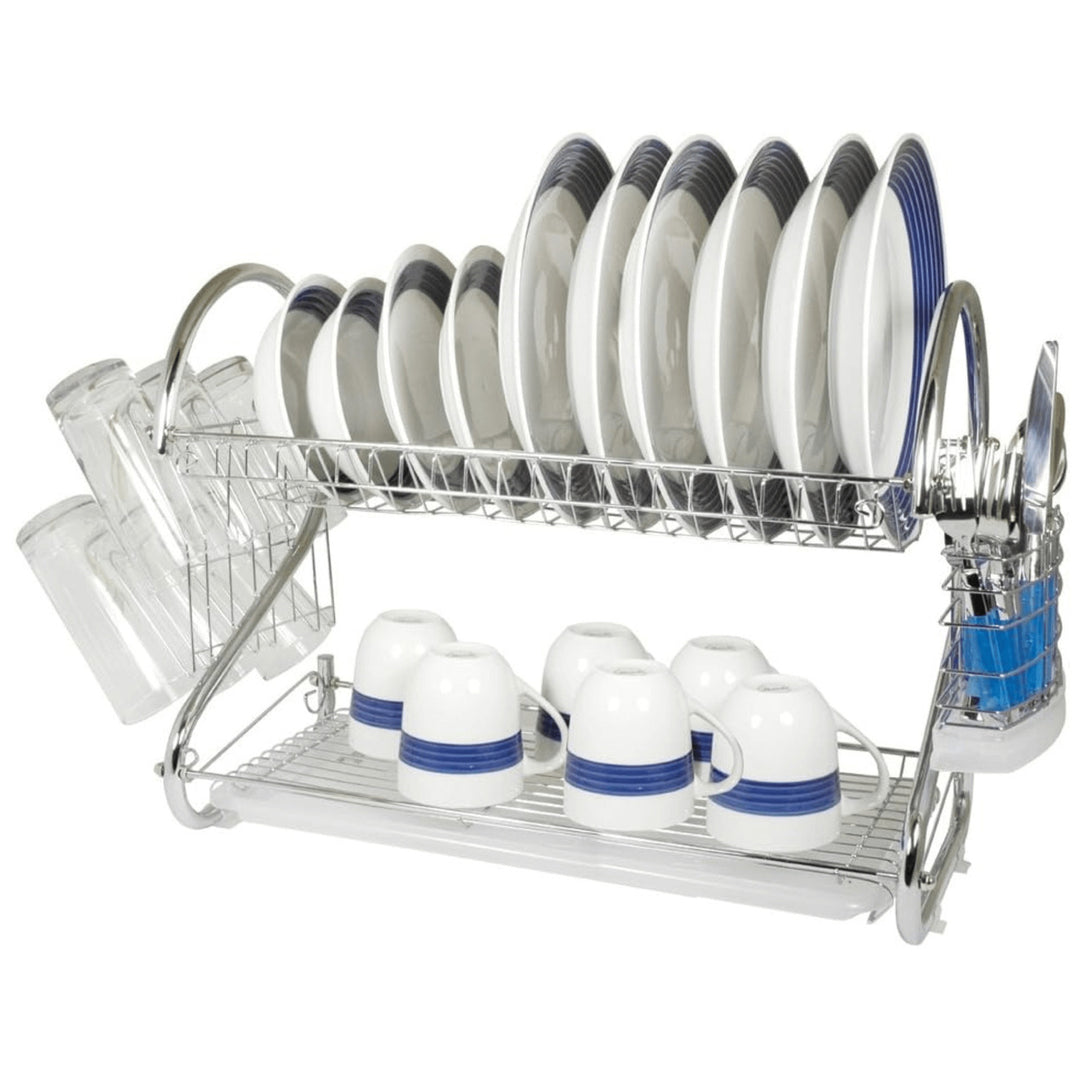 Better Chef 22" 2-Level Chrome-Plated S-Shaped Dish Rack Image 3