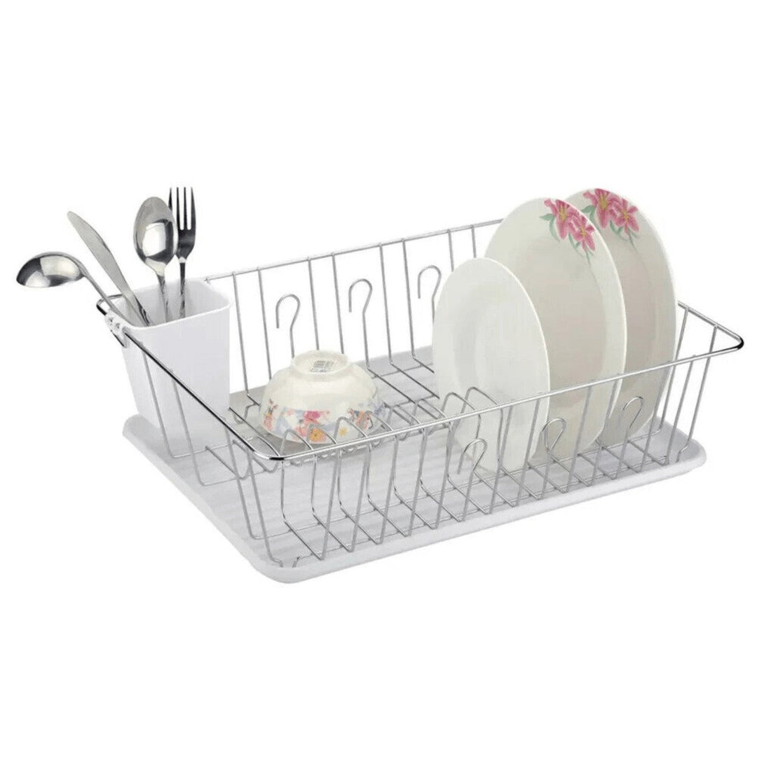 Better Chef 16 Inch Chrome Plated Metal Dish Rack with Drain Tray DR-1603 Image 3