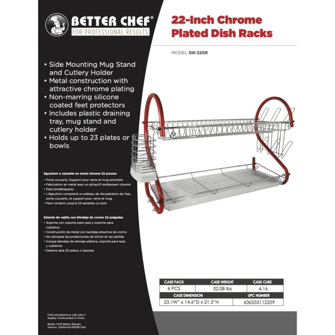 Better Chef 22 Inch Chrome Plated Dish Rack S-Shaped 2 Level DR-226B Image 7