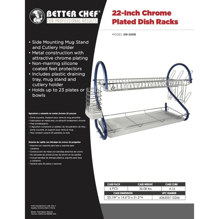 Better Chef 22 Inch Chrome Plated Dish Rack S-Shaped 2 Level DR-226B Image 11