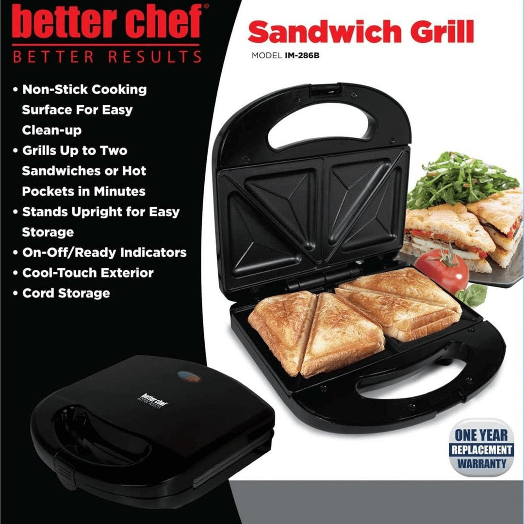 Better Chef Double Sandwich Maker Non-Stick Red IM-287R Grills 2 Sandwiches Image 8