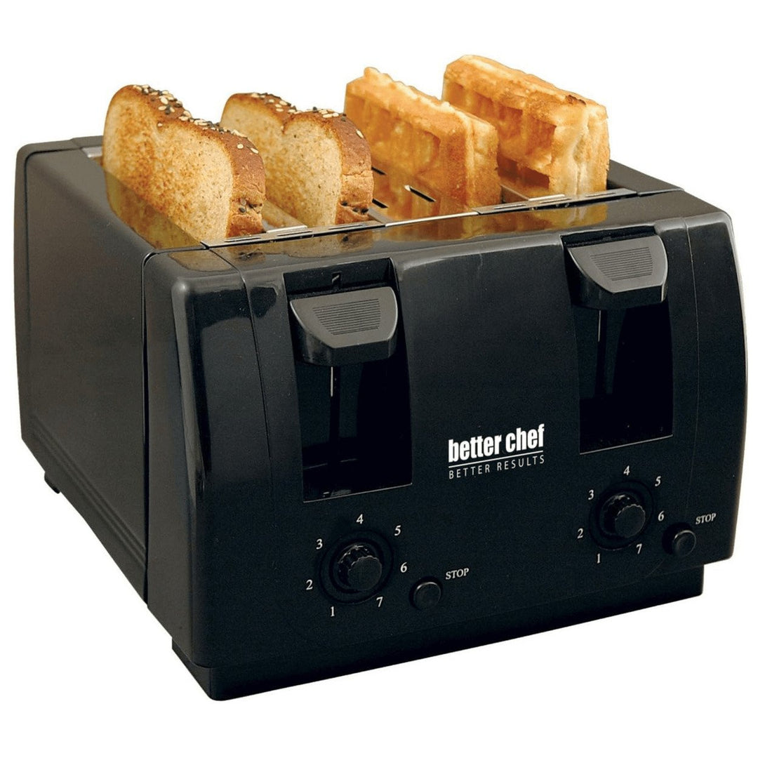 Better Chef 4-Slice Toaster Wide Slot Dual Control Black IM-242B Cool-Touch Image 4