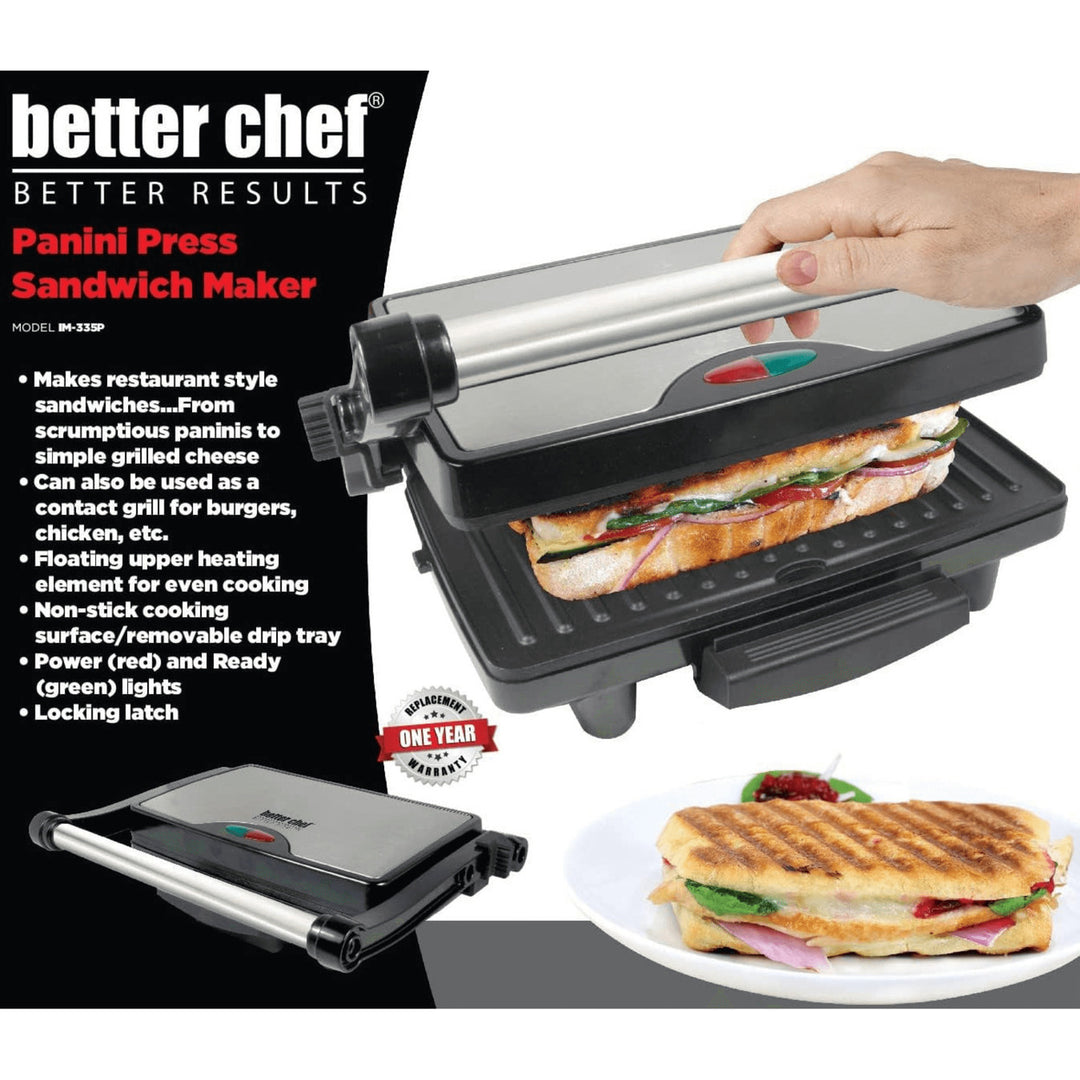 Better Chef Non-Stick Floating Hinge Panini Press Sandwich Maker Image 8