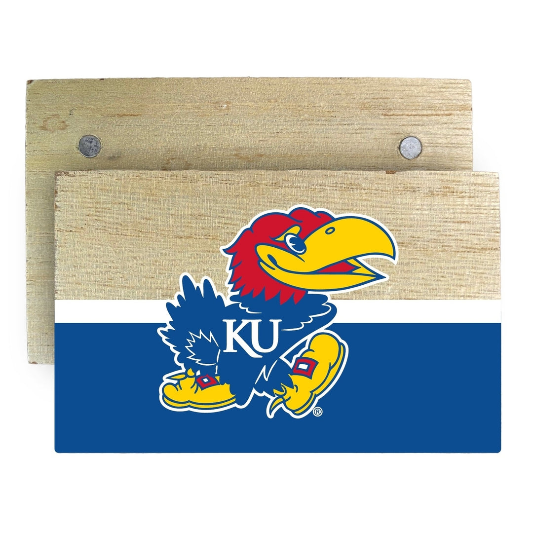 Kansas Jayhawks Wooden 2" x 3" Fridge Magnet Officially Licensed Collegiate Product Image 1