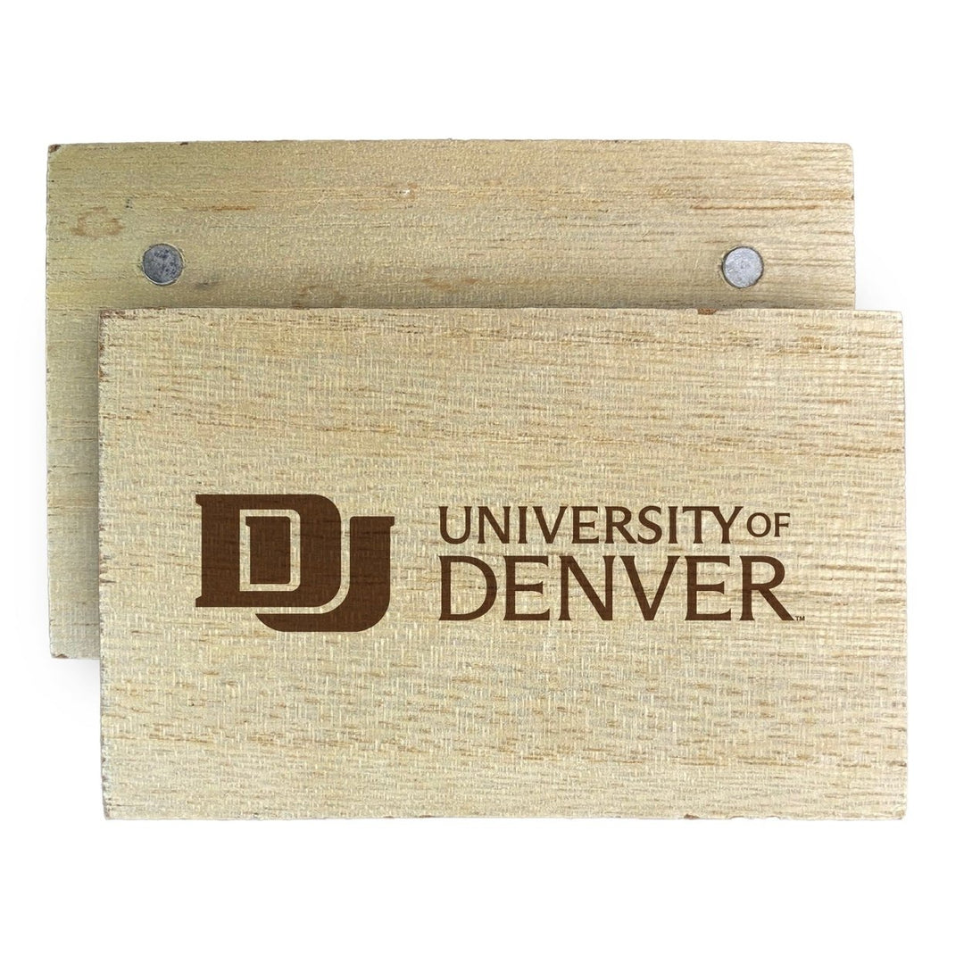 University of Denver Pioneers Wooden 2" x 3" Fridge Magnet Officially Licensed Collegiate Product Image 1