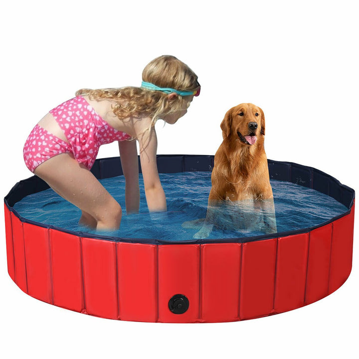 55 Foldable Dog Pet Pool Kiddie Bathing Tub Indoor Outdoor Leakproof Portable Image 3