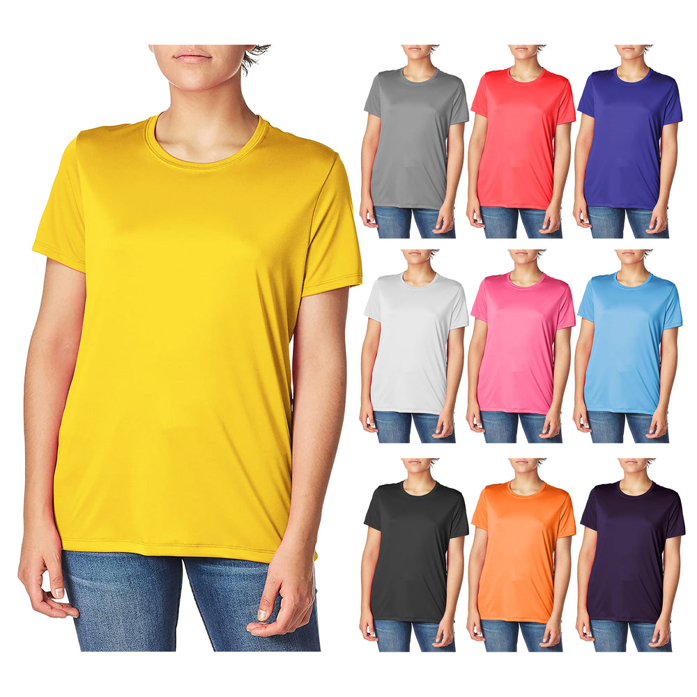 3-Pack Womens High-Performance,Slim-FitShort Sleeves with Crew Neck Design T-Shirts (Plus Size Available) Image 2