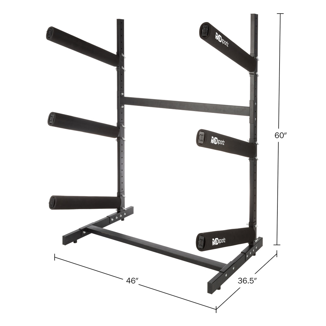 Kayak Storage Rack - 3-Level Freestanding Adjustable Stand with Padded Arms and 300lb Capacity for Canoes SUP or Image 3