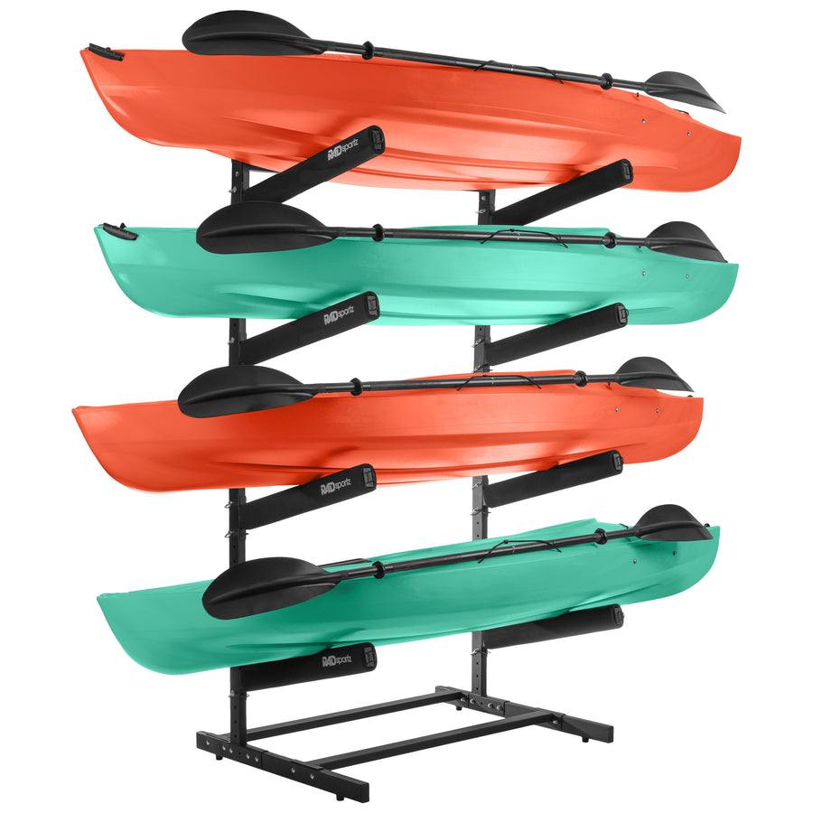 Kayak Storage Rack - 4-Level Freestanding Adjustable Stand with Padded Arms and 400lb Capacity for Canoes SUP or Image 1