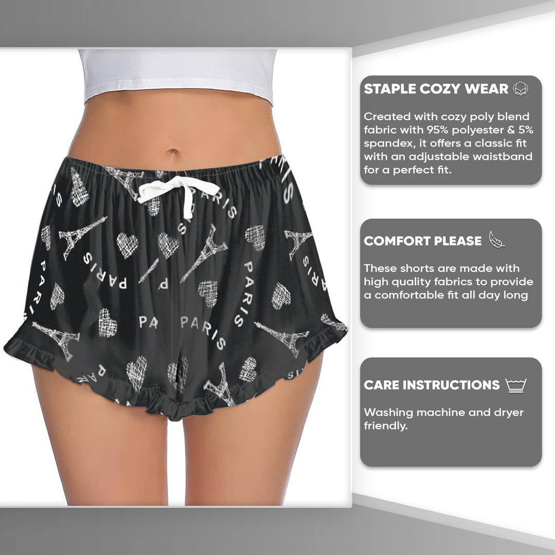 6-Pack Womens Ultra-Soft Cozy Fun Print Ruffled Hem Sleep Lounge Pajama Shorts Image 12