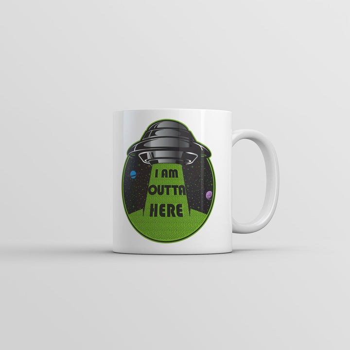 I Am Outta Here Mug Funny Alien UFO Novelty Coffee Cup-11oz Image 1