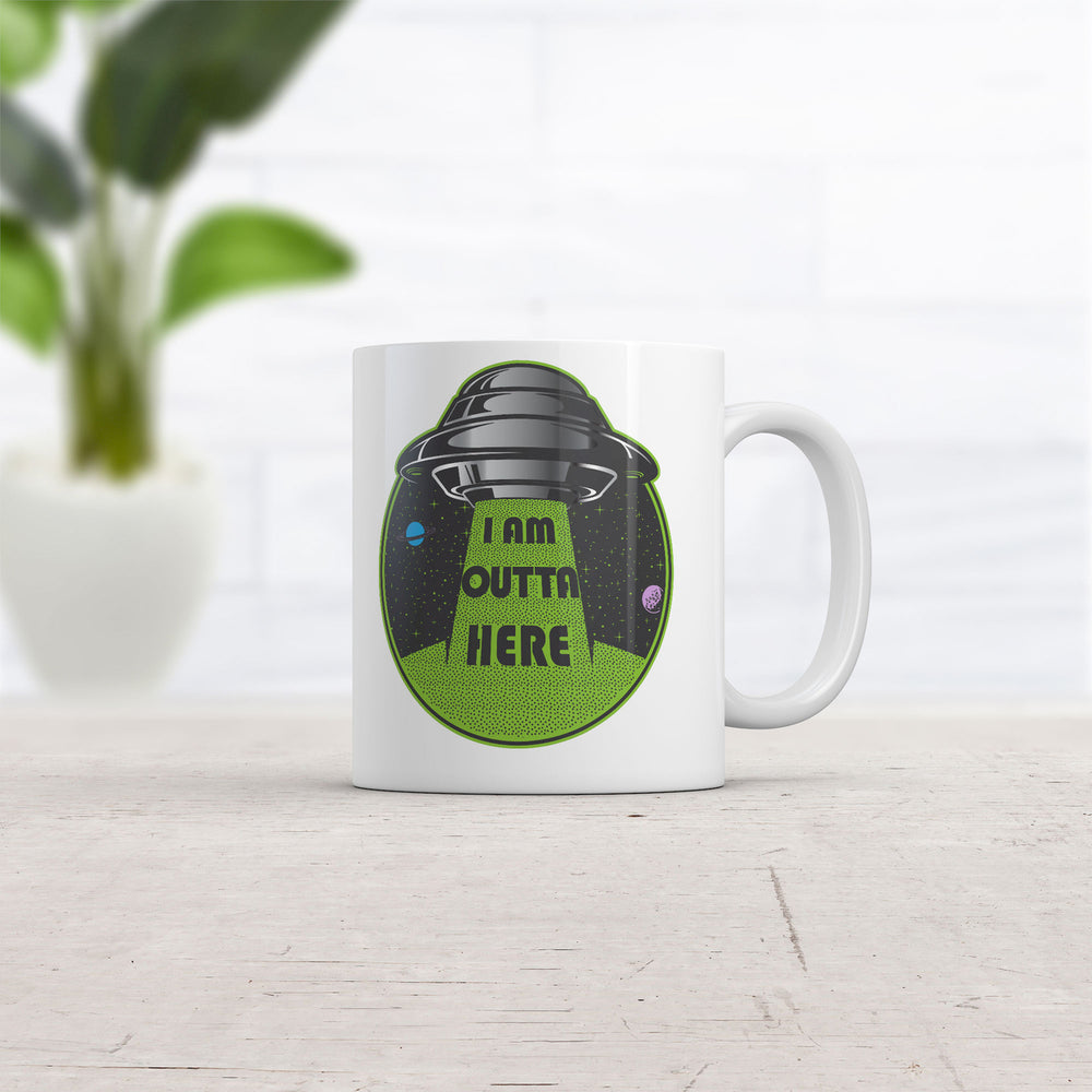 I Am Outta Here Mug Funny Alien UFO Novelty Coffee Cup-11oz Image 2