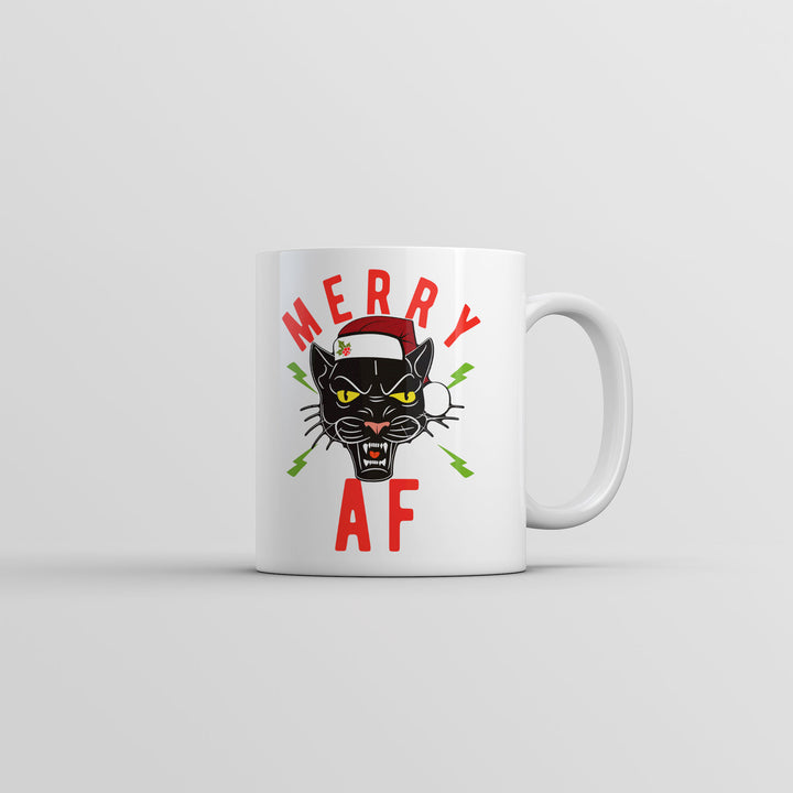 Merry AF Mug Funny Christmas Kitten Graphic Coffee Cup-11oz Image 1