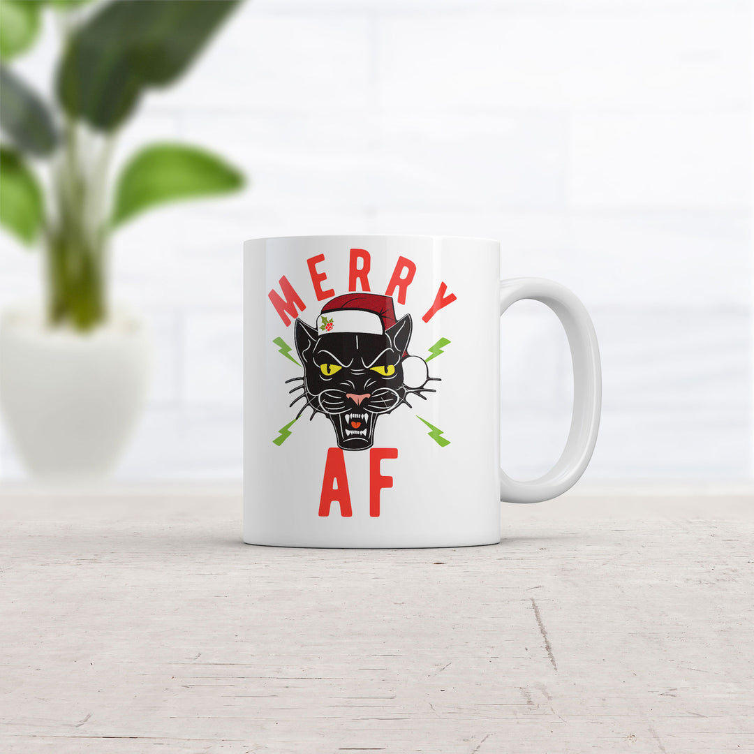 Merry AF Mug Funny Christmas Kitten Graphic Coffee Cup-11oz Image 2