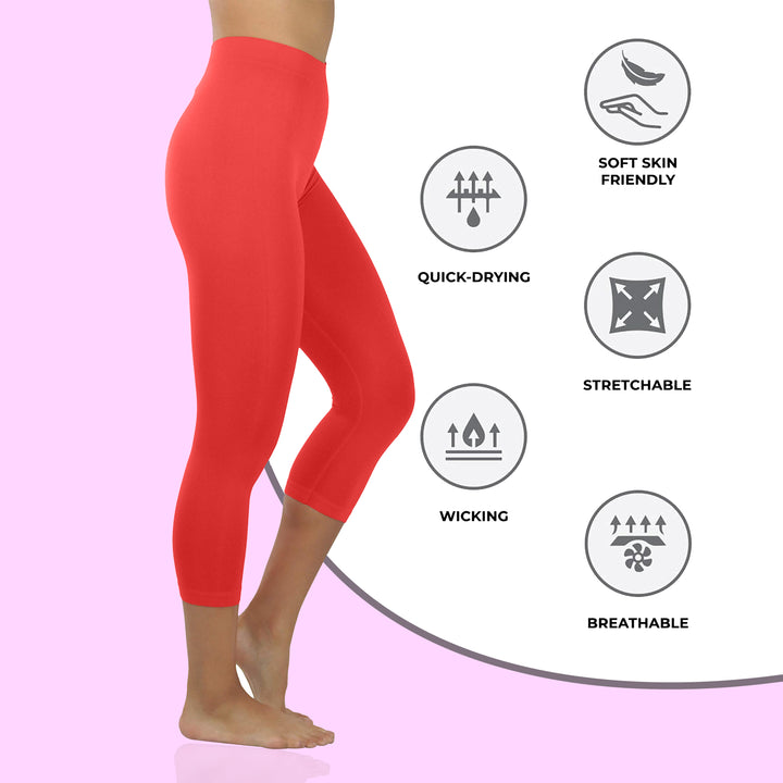 Womens High Waisted Ultra-Soft Capri Leggings Plus Size Active Yoga Stretch Image 9