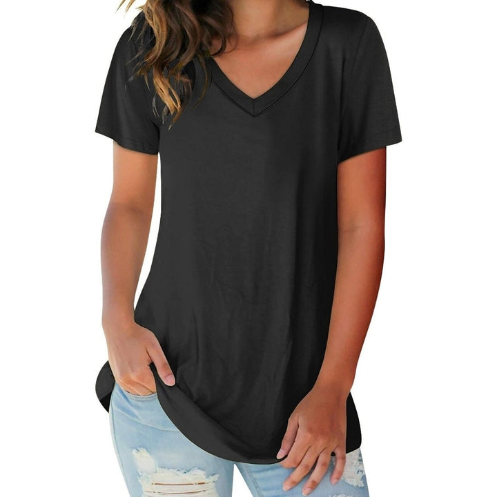 Womens Ultra Soft Cotton Blend V-Neck T-Shirts Plus Size Multiple Colors Available Image 8