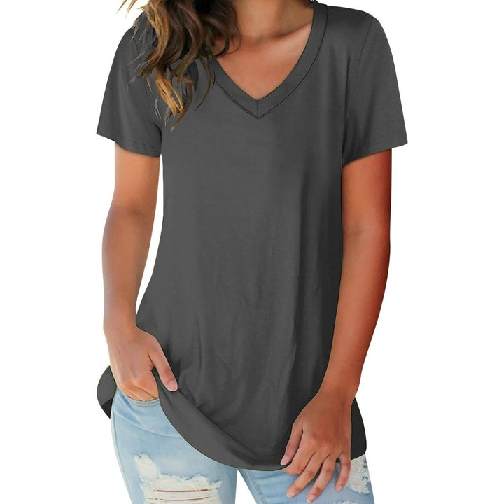 Womens Ultra Soft Cotton Blend V-Neck T-Shirts Plus Size Multiple Colors Available Image 1