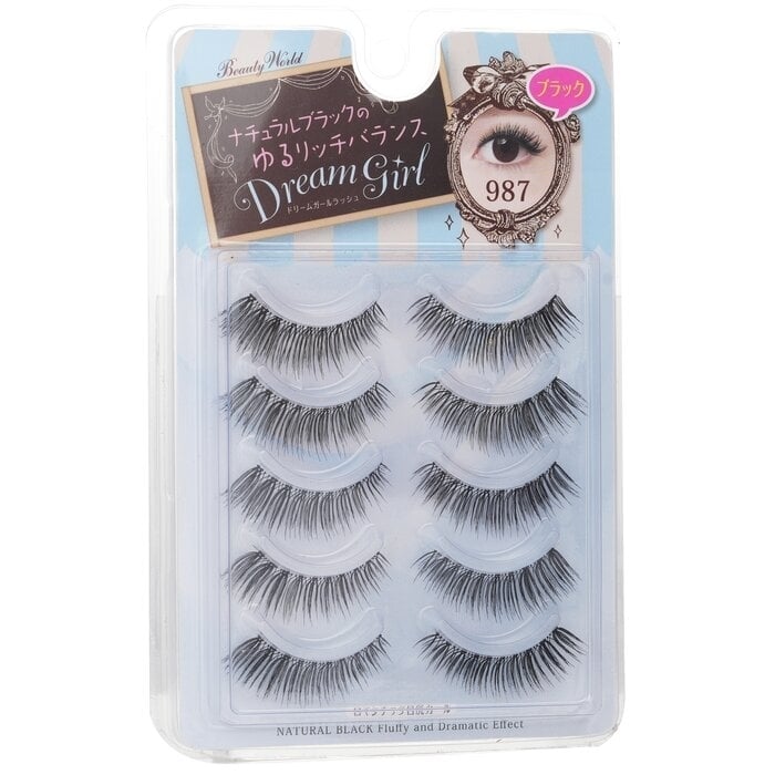 Beauty World - Dream Girl Nylon Eyelash - 987 Natural Black(5pairs) Image 1