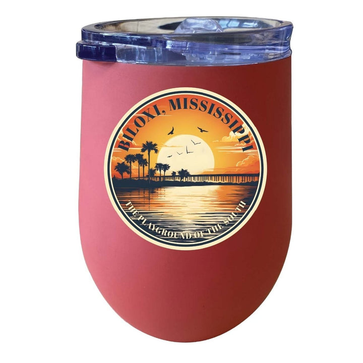 Biloxi Mississippi Design A Souvenir 12 oz Insulated Wine Stainless Steel Tumbler Image 1