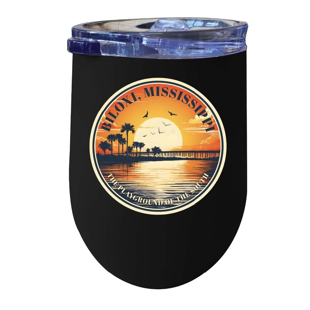 Biloxi Mississippi Design A Souvenir 12 oz Insulated Wine Stainless Steel Tumbler Image 4