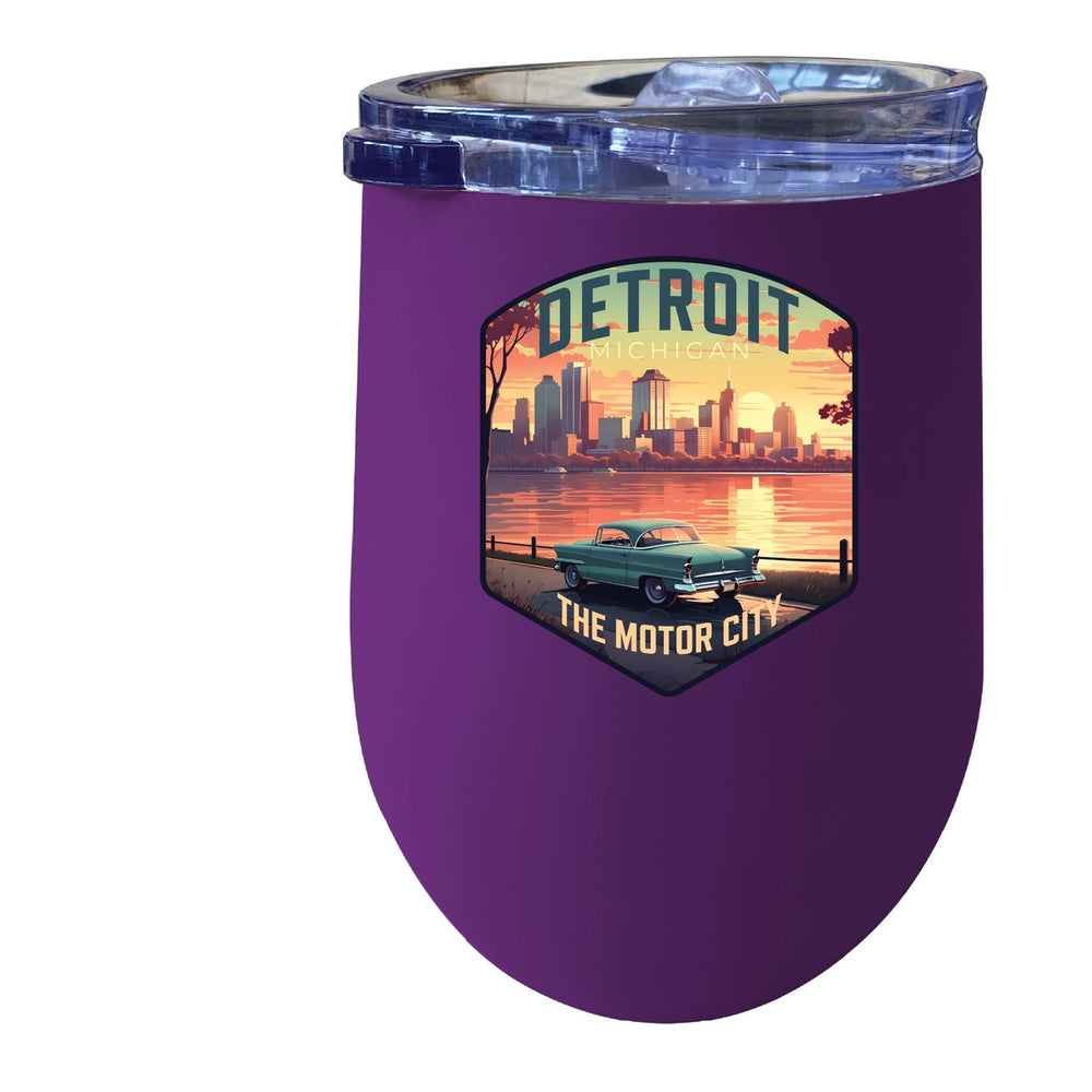 Detroit Michigan Design A Souvenir 12 oz Insulated Wine Stainless Steel Tumbler Image 2