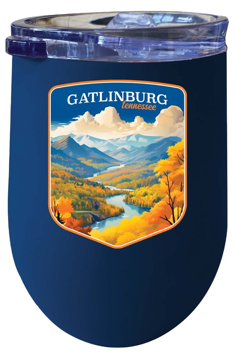 Gatlinburg Tennessee Design D Souvenir 12 oz Insulated Wine Stainless Steel Tumbler Image 1
